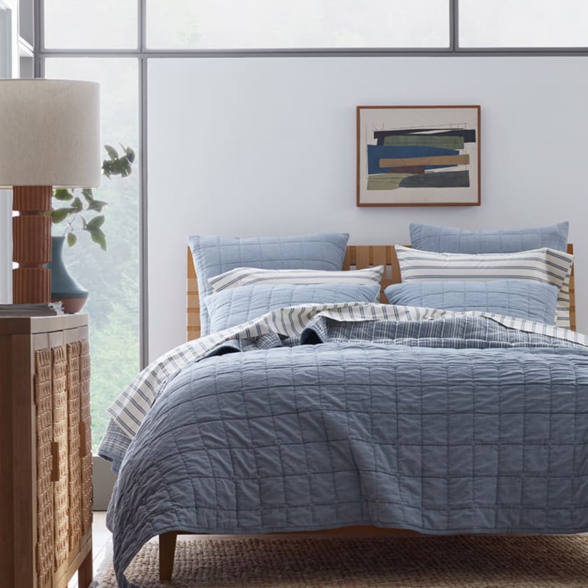 Morgan Quilted Coverlet  - Denim Blue