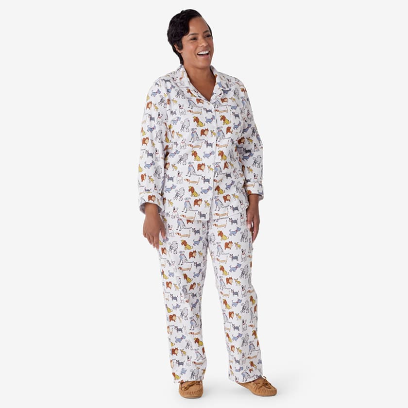 Family Flannel Womens Classic Pajama Set - Stylish Dogs, XS