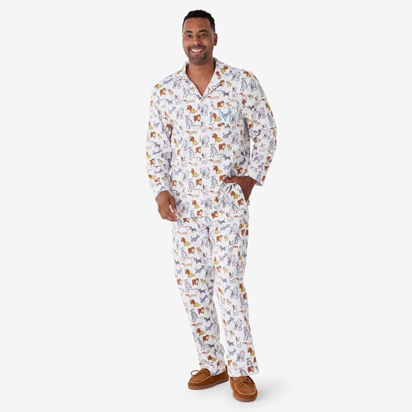 Family Flannel Mens Classic Pajama Set - Stylish Dogs, S