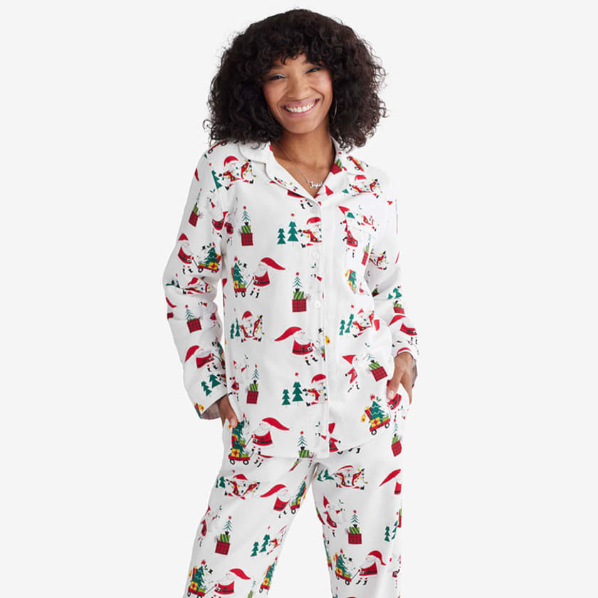 Family Flannel Womens Classic Pajama Set - Santa, XS