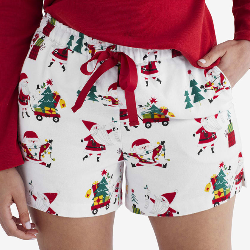 Family Flannel Women’s Henley Shorts Set - Santa, XL
