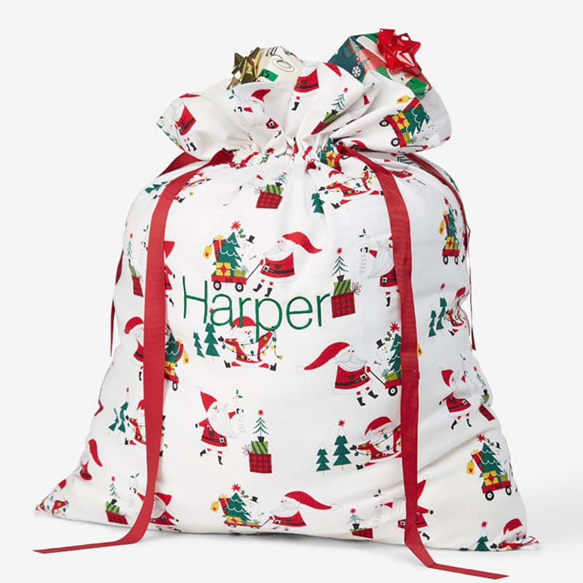 Flannel Santa Gift Bag