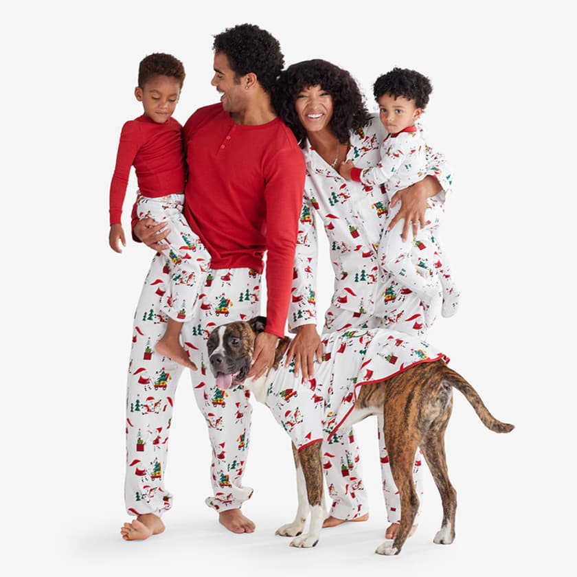 Family Flannel Kids Henley Pajama Set - Santa, 8