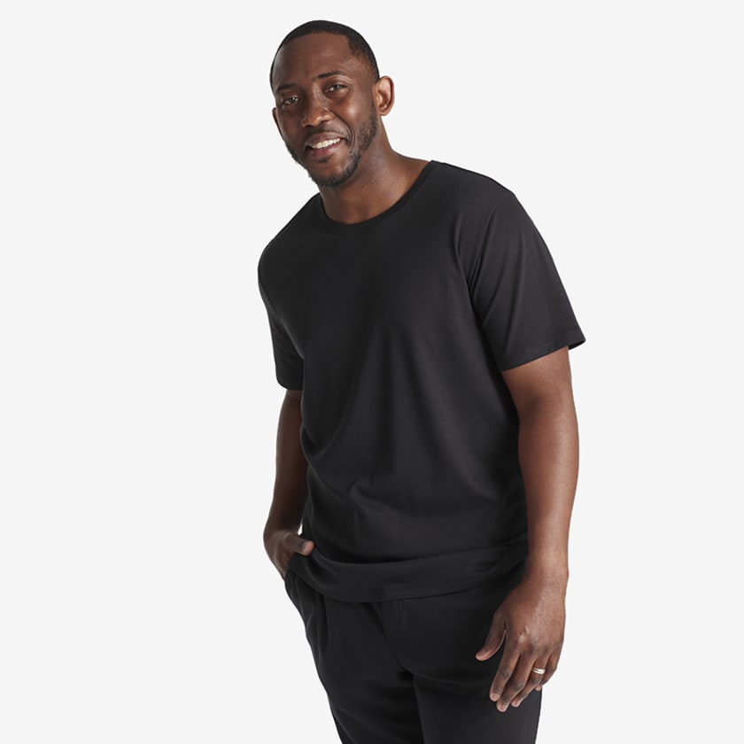 Pima Cotton Mens Short-Sleeve Top - Black, S