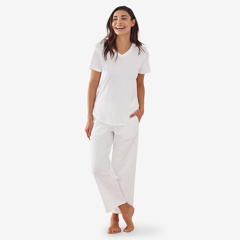 Pima Cotton Women's Cropped Pajama Set
