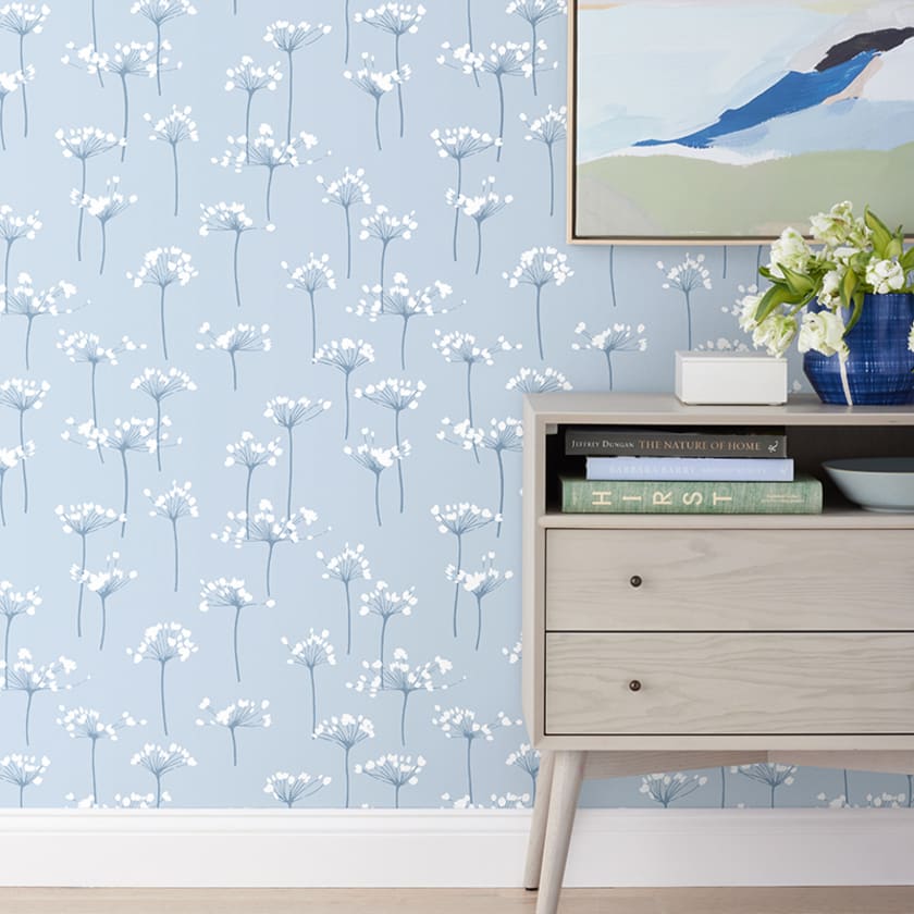 Dandelion Wallpaper - Pale Blue