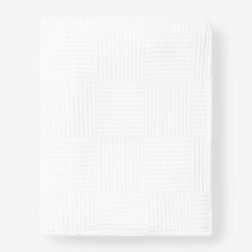 Large Basketweave Blanket - White, Twin