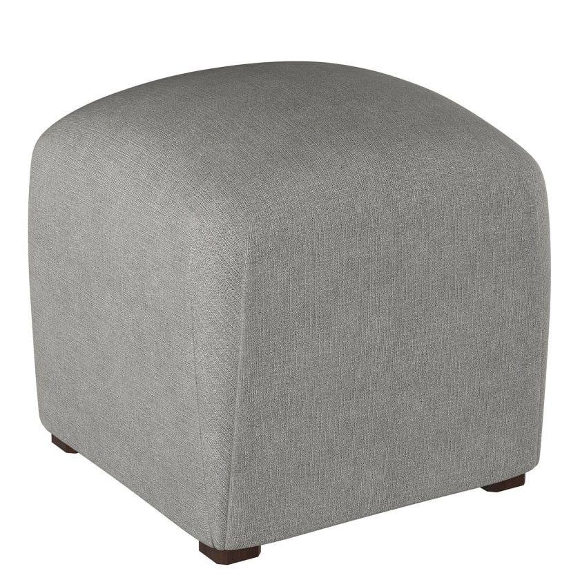 Cole Velvet Ottoman - White
