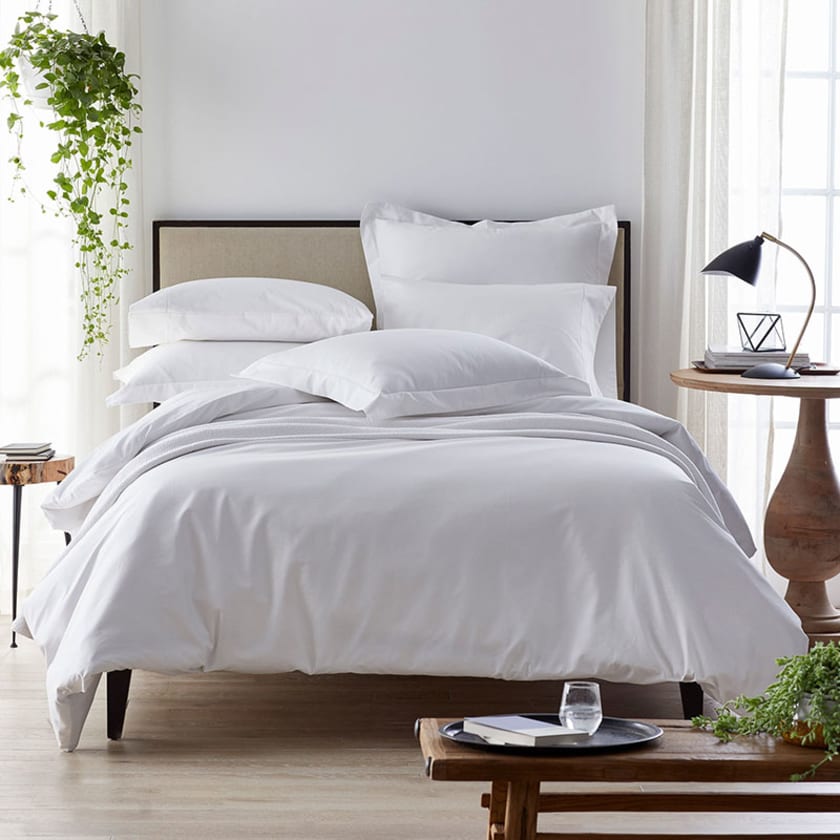 Classic Smooth Organic Cotton Sateen Bed Duvet Cover - White, Twin