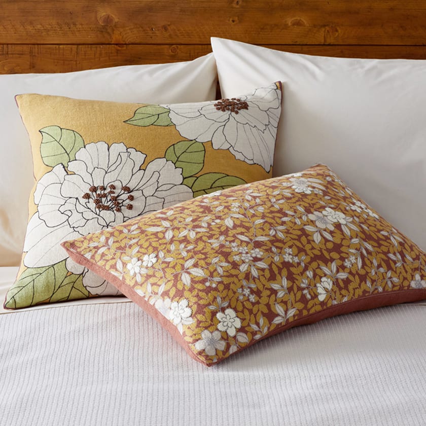 Remi Floral Pillow Covers  - Leaf Rust