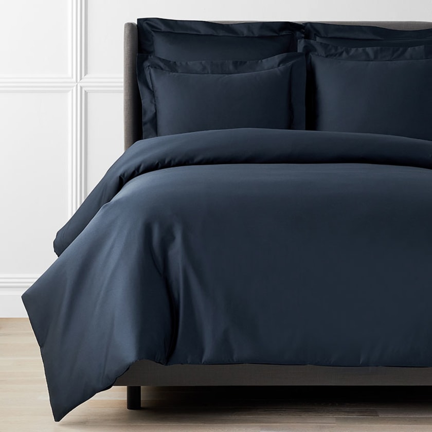 Premium Smooth Supima® Cotton Wrinkle-Free Sateen Duvet Cover - Midnight Blue, Twin/Twin XL