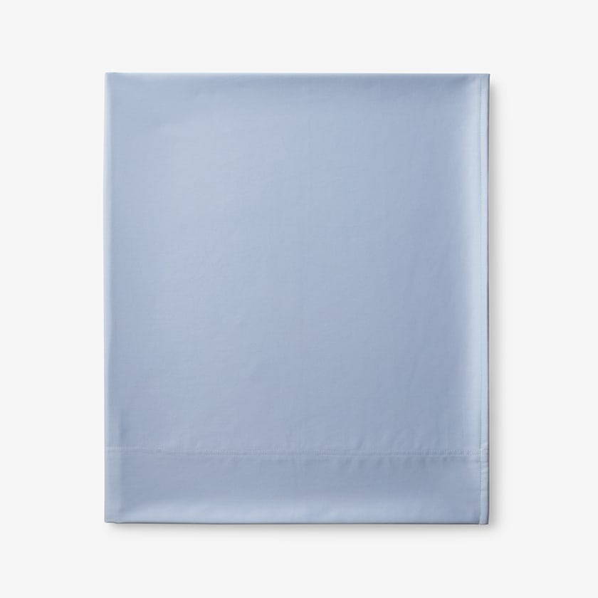 Premium Smooth Supima® Cotton Wrinkle-Free Sateen Flat Bed Sheet - Blue Shadow, Twin/Twin XL