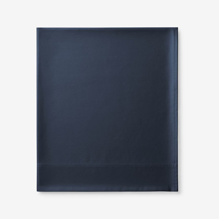 Premium Smooth Supima® Cotton Wrinkle-Free Sateen Flat Bed Sheet - Midnight Blue, Twin/Twin XL