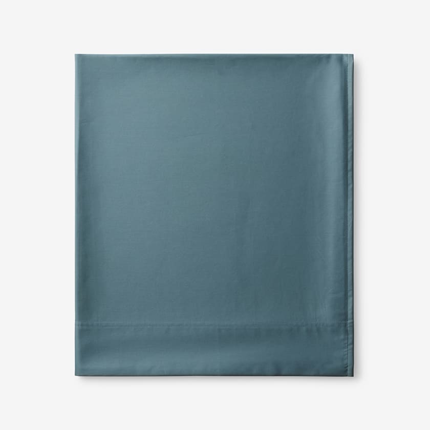 Premium Smooth Supima® Cotton Wrinkle-Free Sateen Flat Bed Sheet - Ocean Blue, Twin/Twin XL