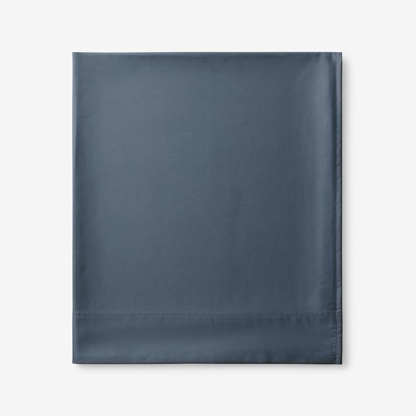 Premium Smooth Supima® Cotton Wrinkle-Free Sateen Flat Bed Sheet - Steel Blue, Twin/Twin XL