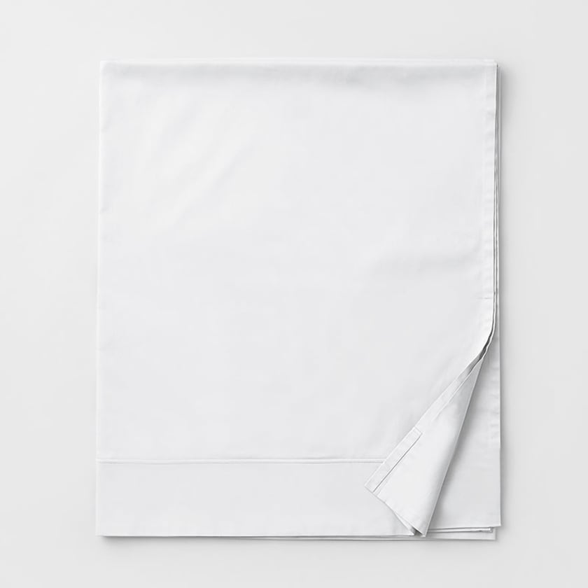 Classic Smooth Sateen Flat Bed Sheet  - White, Twin