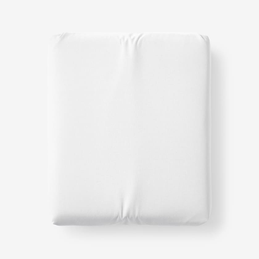 Premium Cool Organic Cotton Percale Fitted Bed Sheet  - White, Twin