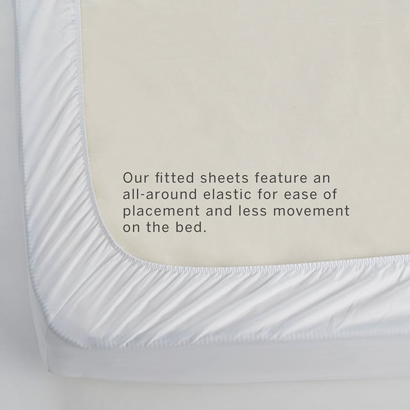 Premium Smooth Egyptian Cotton Sateen Fitted Bed Sheet - White, Twin
