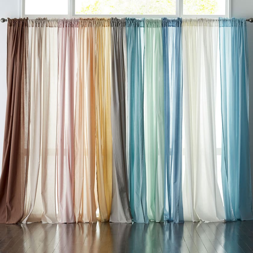 Chambray Voile Yarn-Dyed Ring Top Window Curtain - Ivory