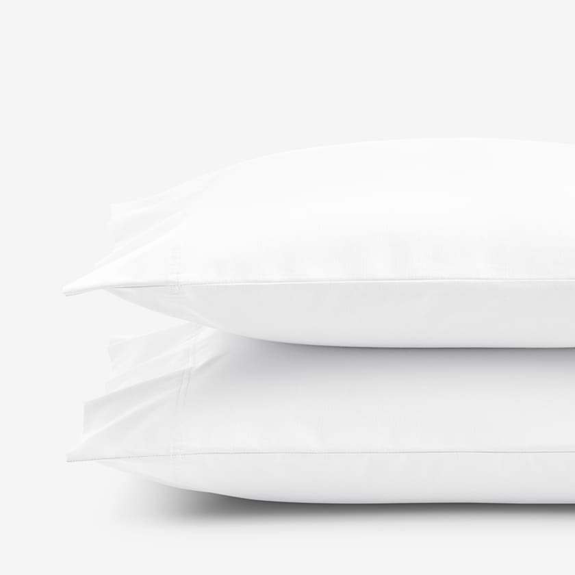 Premium Cool Organic Cotton Percale Pillowcases  - White, Standard