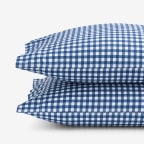 Gingham Classic Cool Organic Cotton Percale Pillowcases - Navy, Standard
