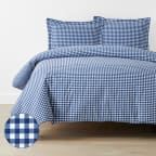 Gingham Classic Cool Organic Cotton Percale Duvet Cover Set - Navy, Twin/Twin XL