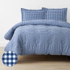 Gingham Classic Cool Organic Cotton Percale Comforter Set - Navy, Twin/Twin XL