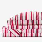 Stripe Classic Cool Organic Cotton Percale Sheet Set - Red, Twin
