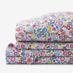 Joyful Mini Flower Classic Cool Organic Cotton Percale Bed Sheet Set - White Multi, Twin