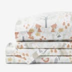 Forest Animals Classic Cool Organic Cotton Percale Bed Sheet Set - Ivory Multi, Twin