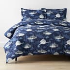 Sharks Classic Cool Organic Cotton Percale Comforter Set - Navy, Twin/Twin XL
