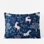 Unicorn Forest Classic Cool Organic Cotton Percale Sham - White/Navy, Standard