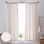 Ditsy Gingham Classic Cool Organic Cotton Percale Window Curtain - Pink, 44X63