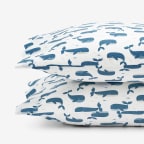 Whale School Classic Cool Organic Cotton Percale Pillowcases - Blue, Standard