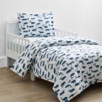 Whale School Classic Cool Organic Cotton Percale Comforter Set - Blue, Toddler