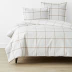 Window Pane Plaid Classic Cool Cotton Percale Bed Duvet Cover - Wheat, Twin
