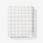 Block Plaid Classic Cool Cotton Percale Fitted Bed Sheet - Wheat, Twin