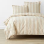 Wide Stripe Classic Cool Cotton Percale Bed Duvet Cover - Gold, Twin