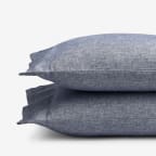 Premium Breathable Relaxed Chambray Linen Pillowcases - Blue, King
