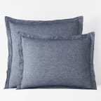 Premium Breathable Relaxed Chambray Linen Sham - Blue, Standard