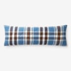 Plaid Premium Ultra-Cozy Flannel Pillow Cover - Blue And Cream, 14 in. x 40 in.