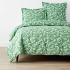 Myla Leaf Classic Cool Organic Cotton Percale Bed Duvet Cover - Green, Full