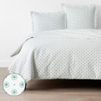 Myla Dots Classic Cool Organic Cotton Percale Bed Duvet Cover - Green Multi, Full