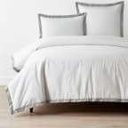 Solid Border Classic Cool Cotton Percale Bed Duvet Cover - Gray Smoke, Twin