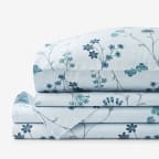 Floral Trail Luxe Smooth Sateen Bed Sheet Set - Blue, Twin