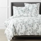Valentina Floral Luxe Smooth Sateen Duvet Cover - White, Twin/Twin XL