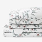 Valentina Floral Luxe Smooth Sateen Bed Sheet Set - White, Twin