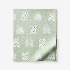 Snow Trees Premium Ultra-Cozy Cotton Flannel Flat Bed Sheet - Green, Twin/Twin XL
