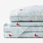 Winter Cardinal Premium Ultra-Cozy Cotton Flannel Bed Sheet Set - Blue, Queen