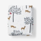 Grazing Deer Premium Ultra-Cozy Cotton Flannel Fitted Bed Sheet - White, Twin
